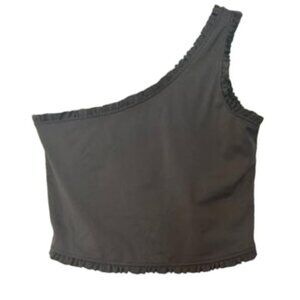 Vasana black cropped one shoulder top size L